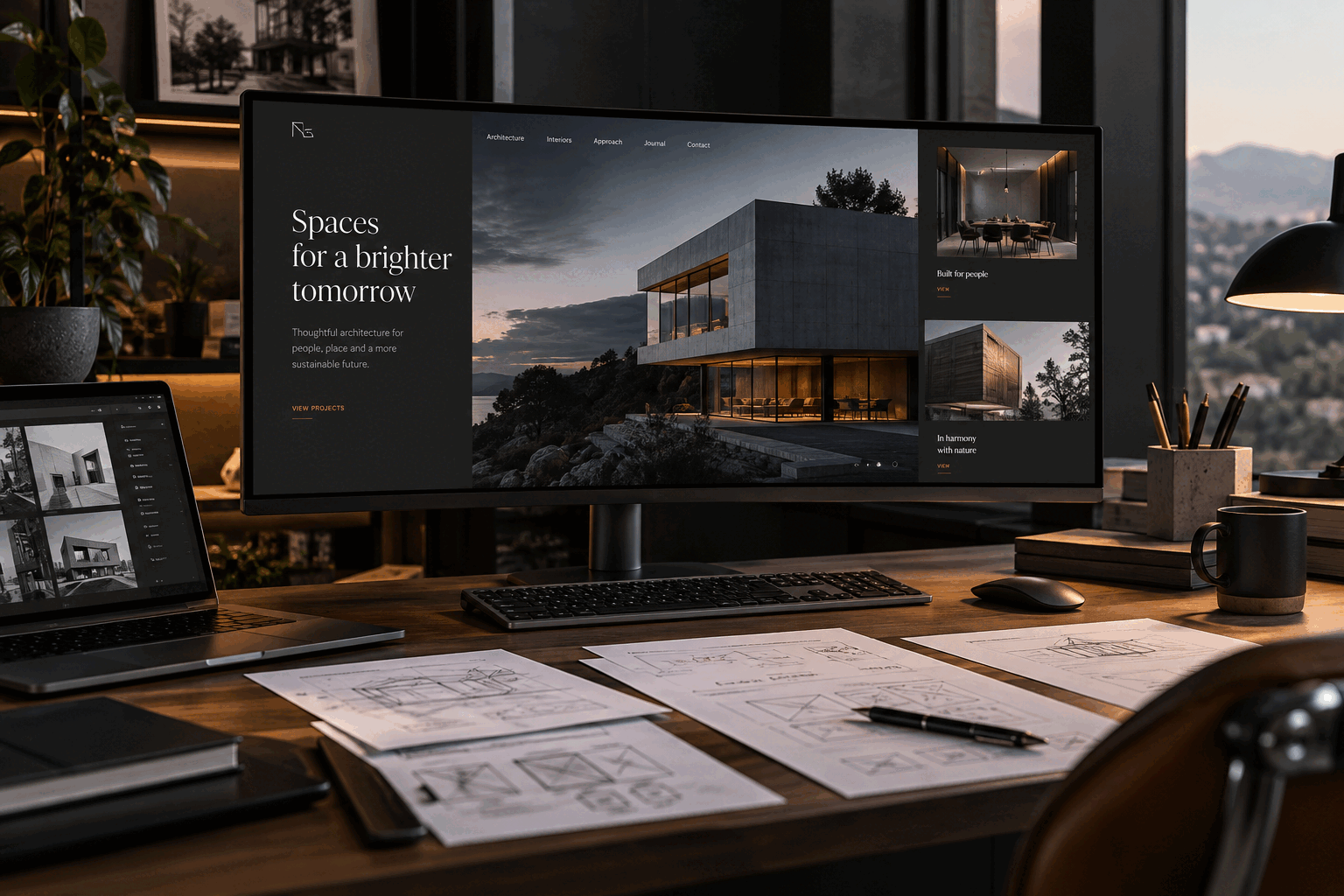 Custom architecture website on a desktop screen