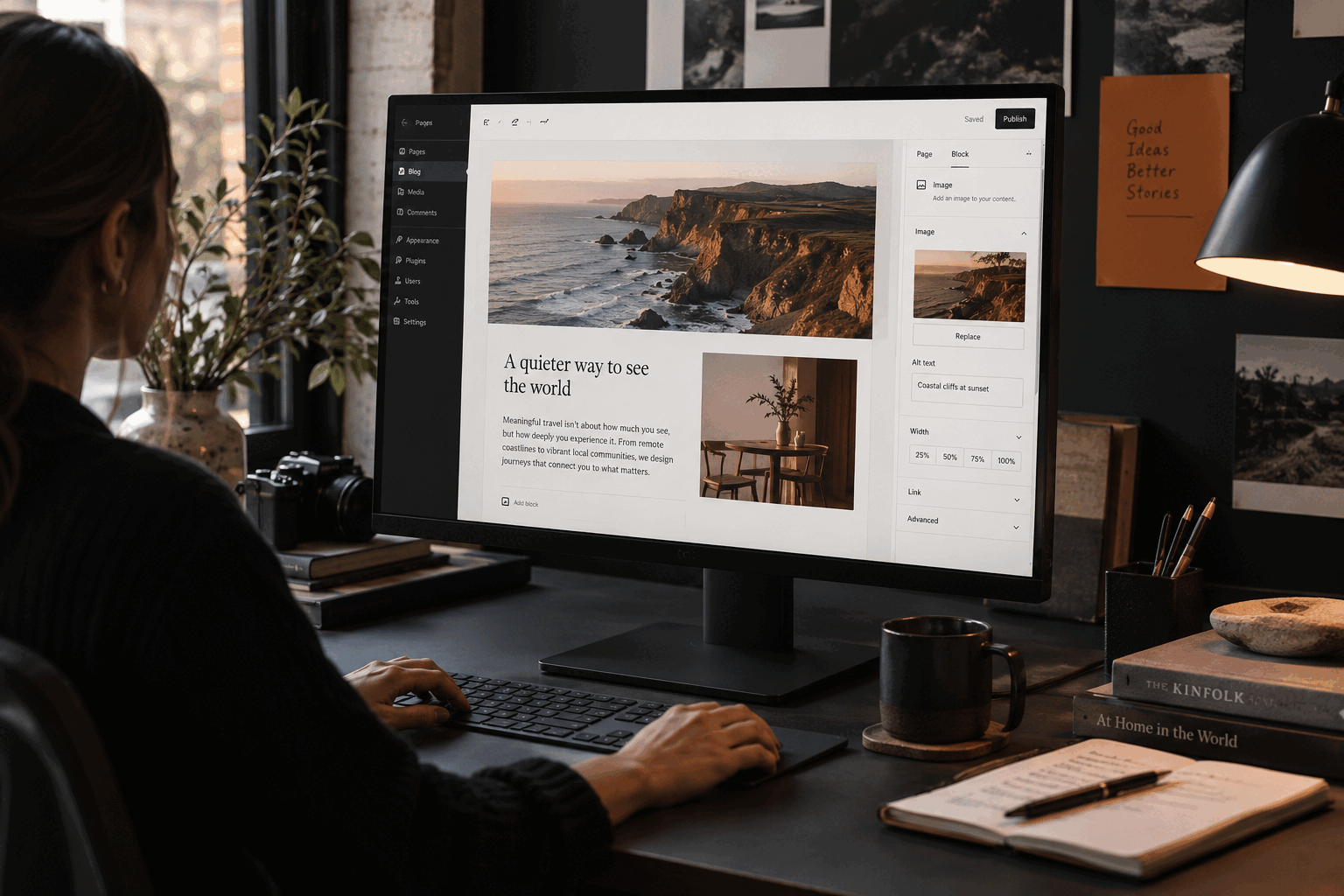 Editing a website with content blocks