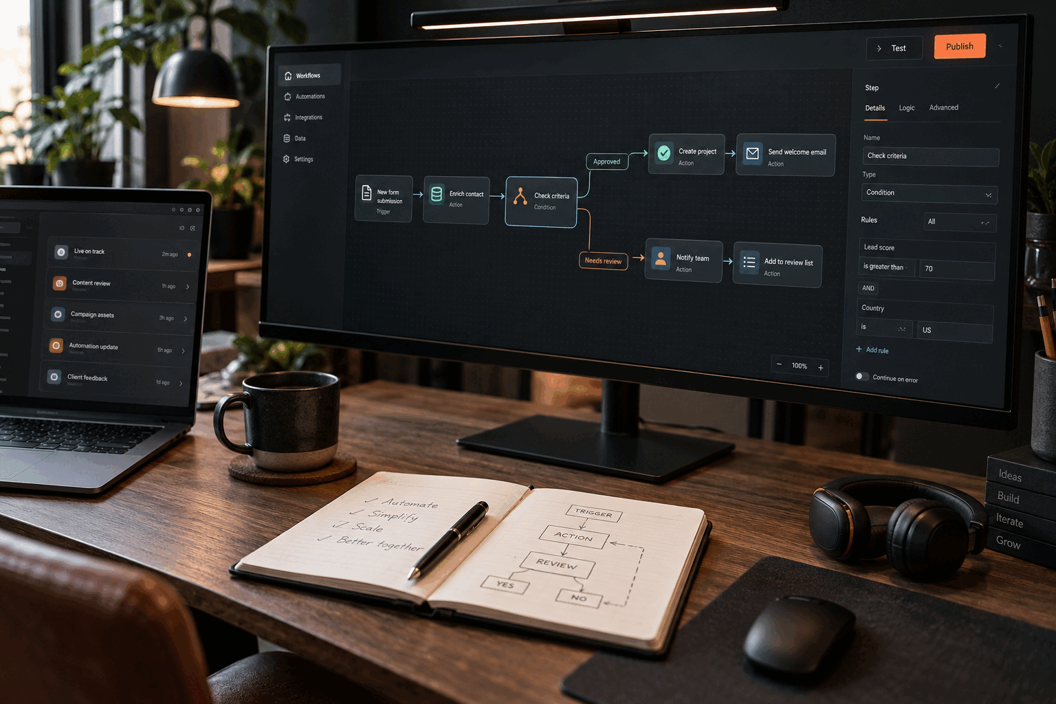 Workflow with approval and review branches